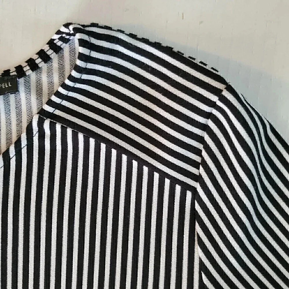 Women's ADRIANNA PAPELL Black White Striped SZ XL Extra Large Balloon Minimalist - Picture 2 of 8